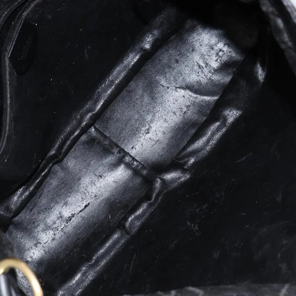 GUCCI Bamboo Hand Bag Leather 2way Black Gold - Picture 13 of 16